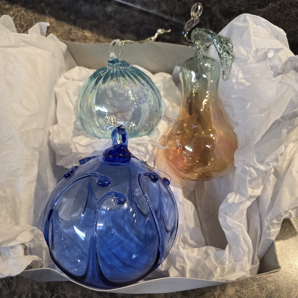 3 Blown Glass Ornaments